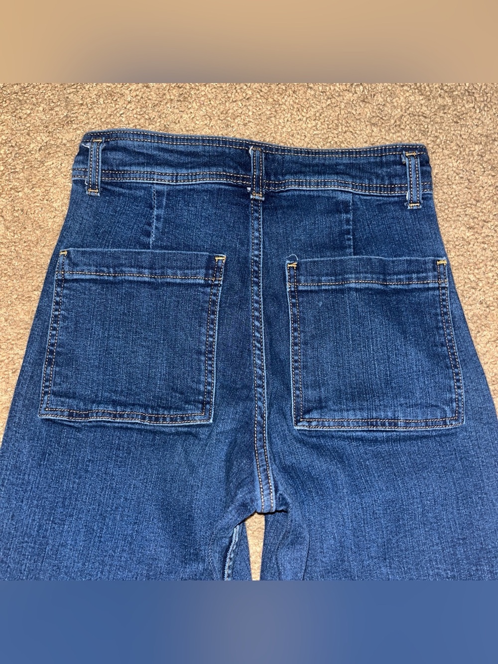 Zara Marine (Sailor) Wide Straight High Waisted Jeans Blue 6 - Picture 4 of 5